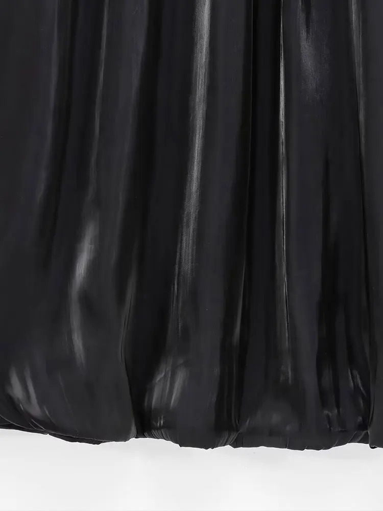 TRAF 2025 Womens Dress Splicing Lantern Midi Dress Elegant Womens Long Sleeve Party Dress 250103