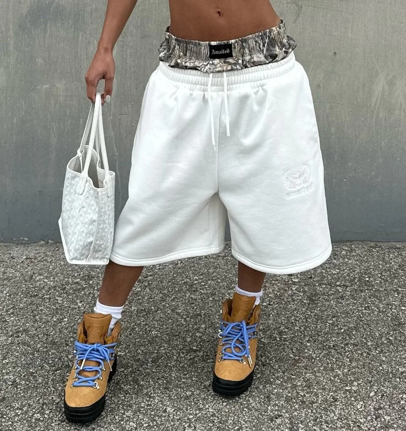 Y2K Shorts vintage Harajuku Embroidered camouflage double waist Cotton sweatpants fashion Men Women Shorts Streetwear 250103