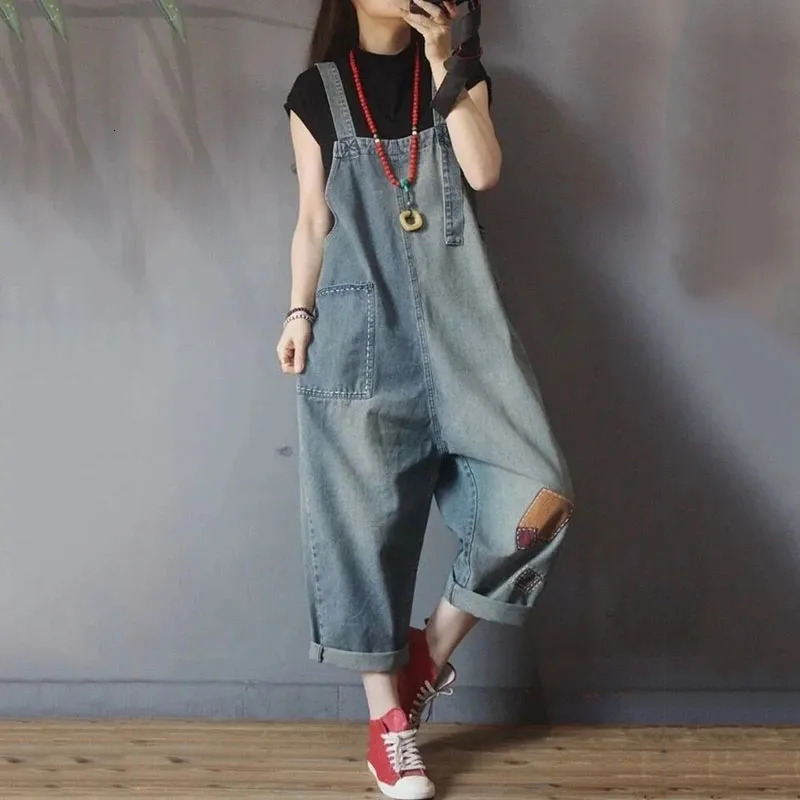 Womens Casual Denim Straps Jumpsuit Loose Oversized Women Rompers Jeans Overalls Vintage Female Nine Cents Suspenders Spri 241230