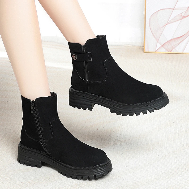 AIYUQI Winter Shoes Boots Ladies Genuine Leather Women Snow Boots Large Size Natural Wool Warm Women's Ankle Boots