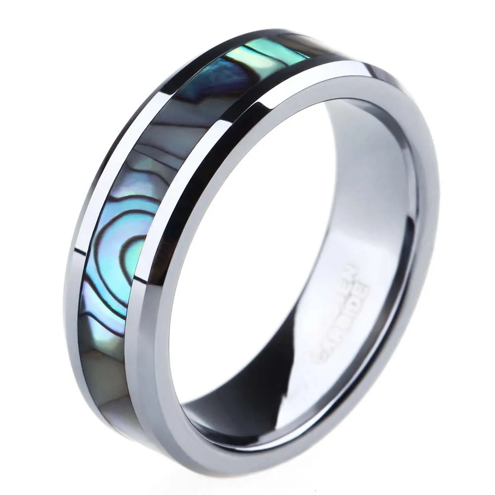 Some 6mm 8mm Ring For Couple Tungsten Ring Abalone Shell Wedding Engagement Ring Lovers Jewellery alliance anel boho 250103