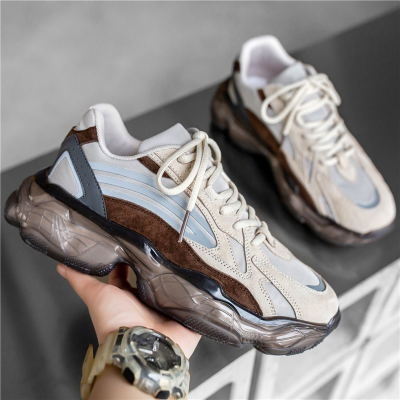 Men Sports Shoes Thick Sole Chunky Shoes Anti-slip Casual Versatile Designer Shoes Outdoor Running Training Triple Black Beige Grey Free shipping