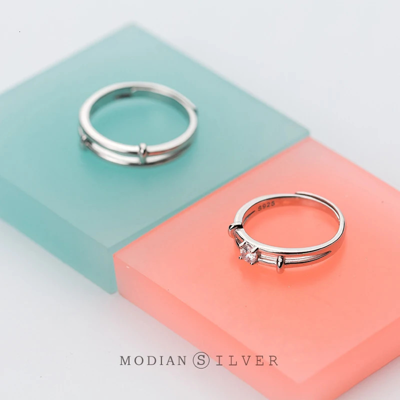 Modian Classic Fashion Adjustable 100% 925 Sterling Silver Couple Rings For Women Wedding Engagement Romantic Jewelry 250103