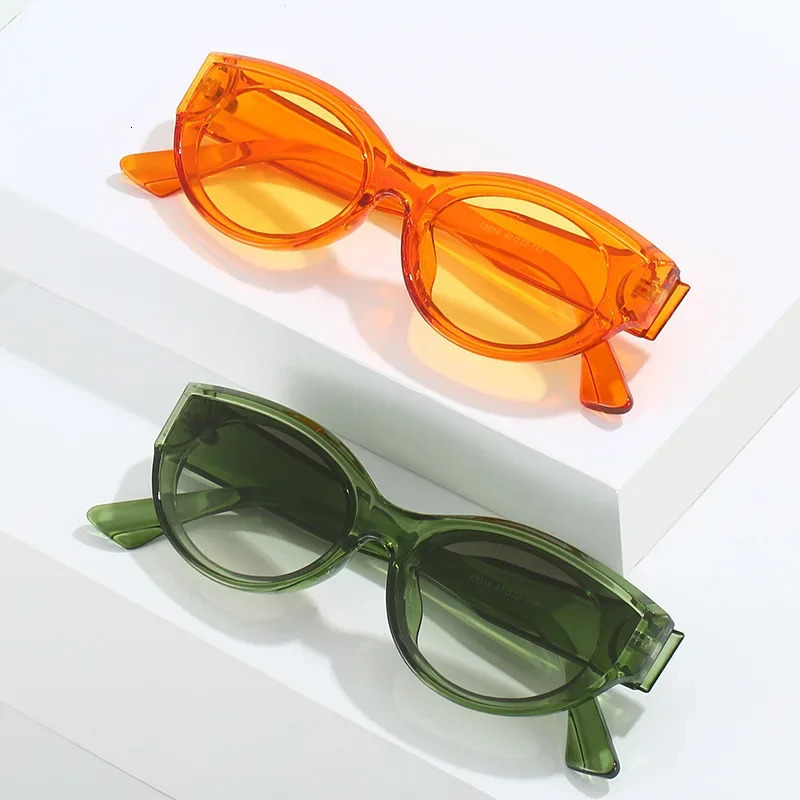 Highend Trend UV Resistant Sunglasses Vintage Cat Eye Small Frame Men Women Sun Protection and Driving 241228