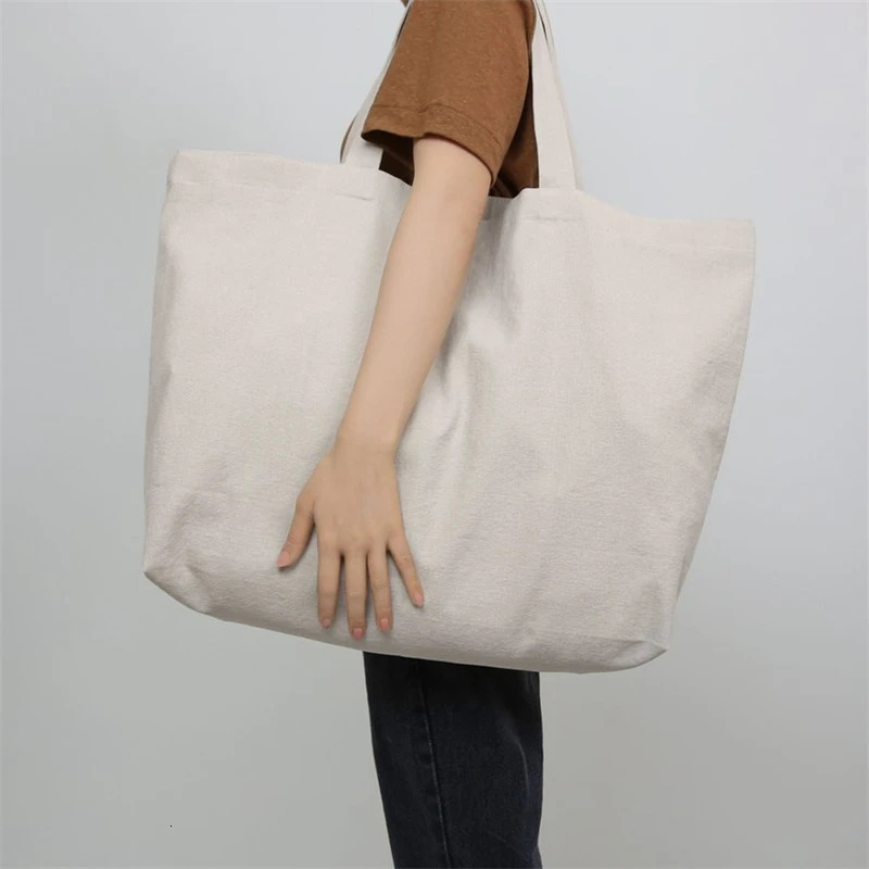ECO Tote Reusable Cotton Women Storage Shopping Bag Fabric Cotton Cloth Beach String Handbags 250102