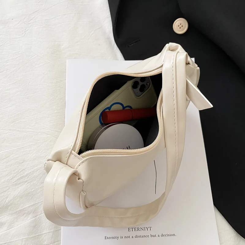 Retro Soft PU Leather Women Shoulder Underarm Bags Casual Solid Color Small TopHandle Handbags Ladies Fashion 241226