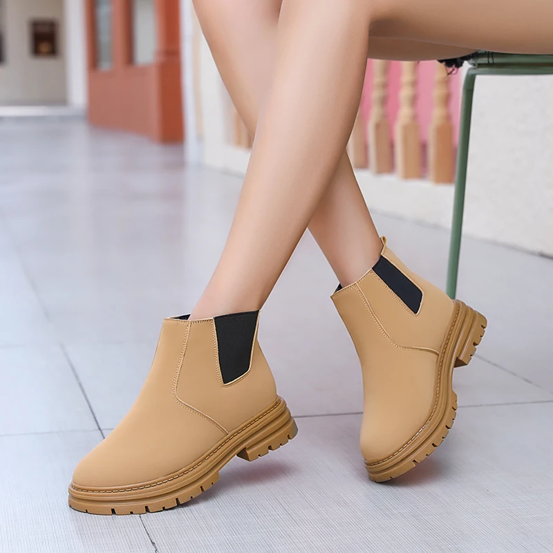 AIYUQI Women Cargo Boots Natural Wool Genuine Leather Women Ankle Boots Large Size 41 42 43 British Style Booties Women