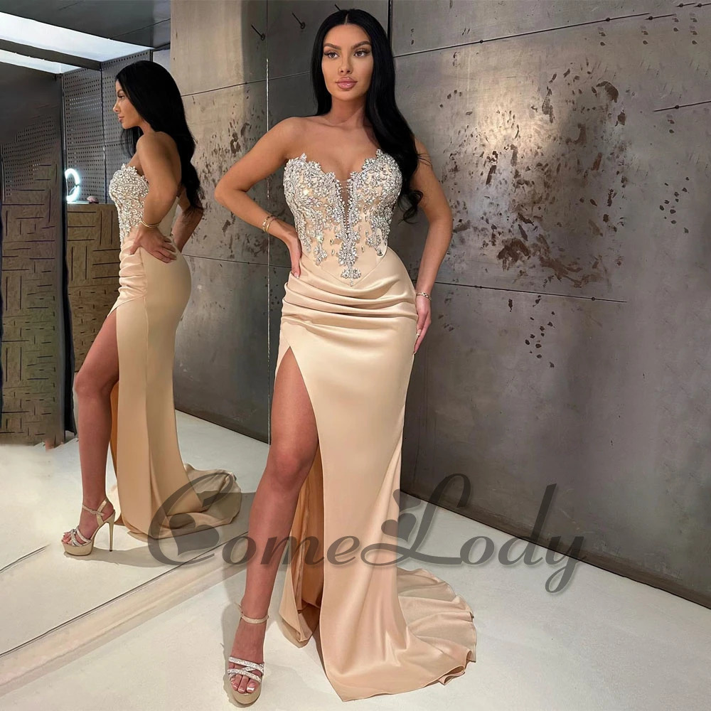 Comedy charming sweetheart womens Rhinestone front seam party dress custom 250103