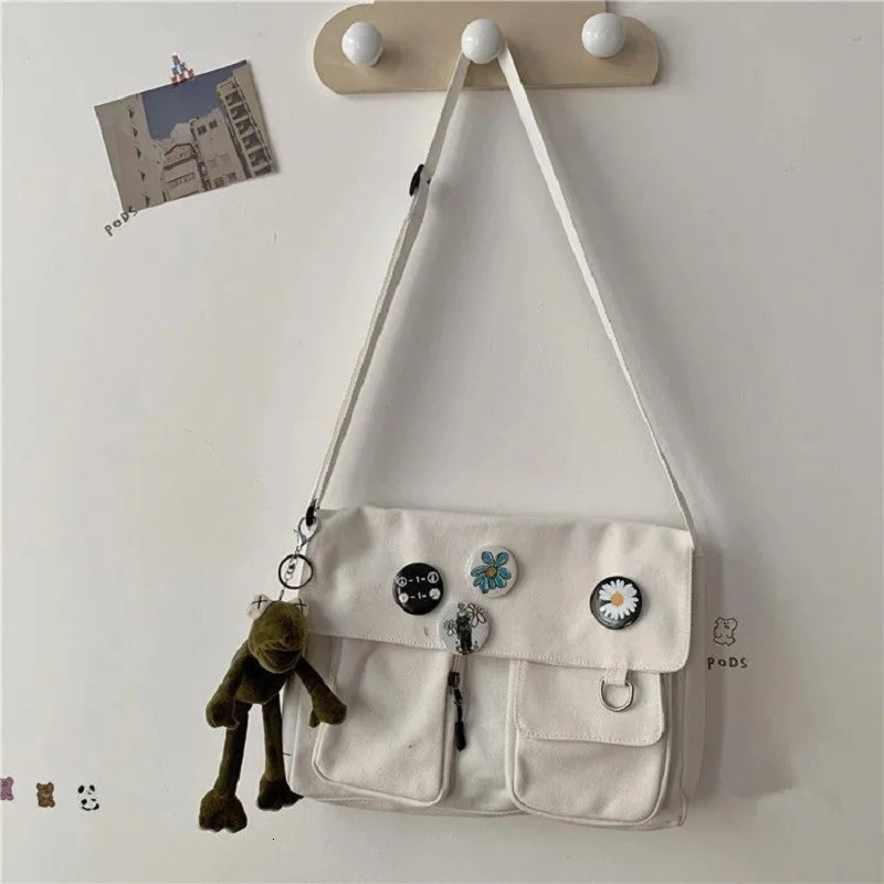 Xierya Women Canvas Messenger Bag Youth Ladies Fashion Shoulder Student Large Capacity Female Crossbody Bags Woman Packet 241226