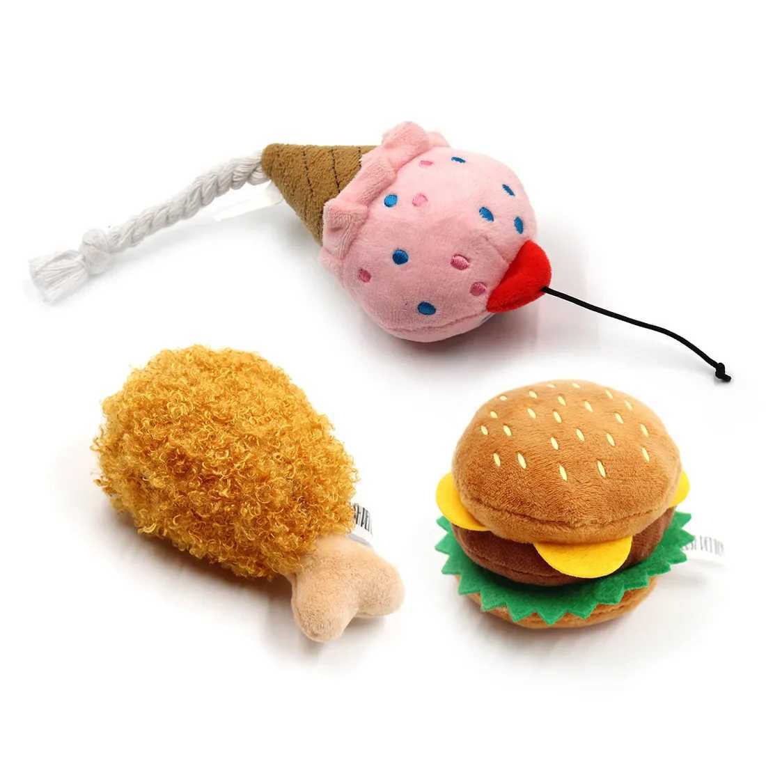 Others Dog Toys Chews Plush dog toys squeeze dog accessories pet Perros toys soft squeeze sound teeth chewing bite resistant ice cream french fries bu