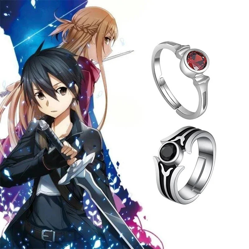 Anime Sword Art Online Kirito Asuna Yuuki SAO 925 Sterling Silver Ring Adjustable Engagement Jewelry Couple Lovers Women Gifts 250103