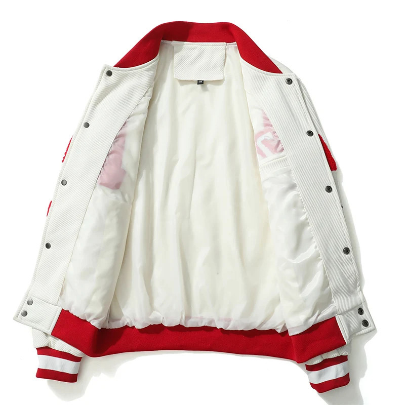 RH7730 Autumnwinter color matching jacket Mens baseball suit Hipster Hong Kong-style American teen jacket Plankton hand 250103