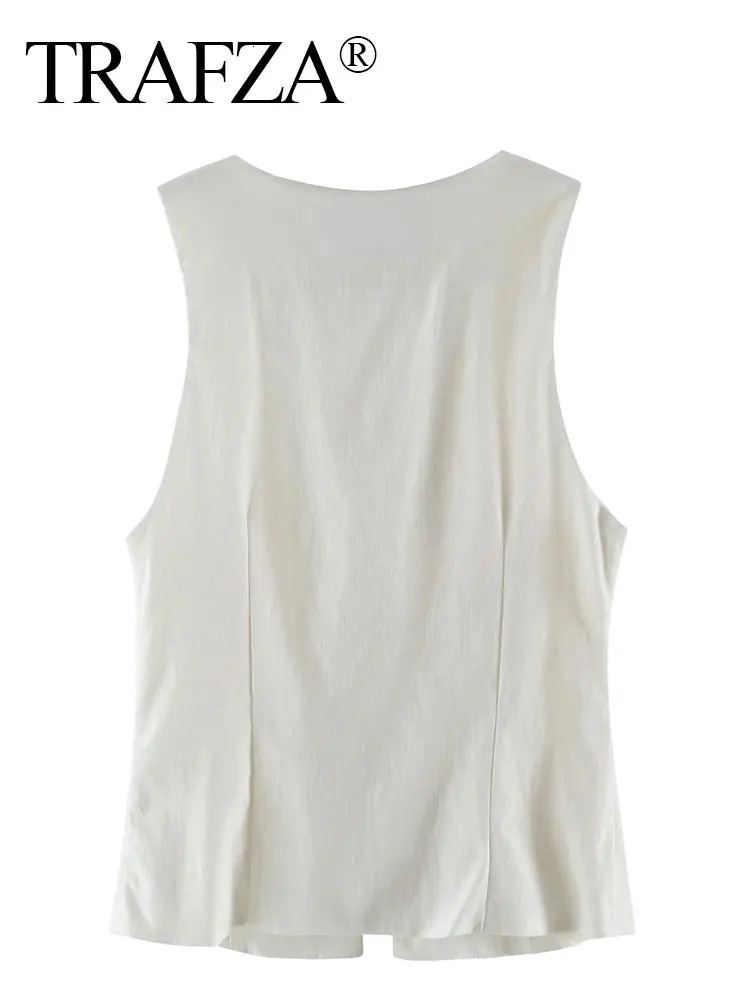 TRAFZA Womens Fashion Lace Vest V-neck Sleeveless Top Y2K Retro Solid Womens Summer Sexy Party Vest 250103