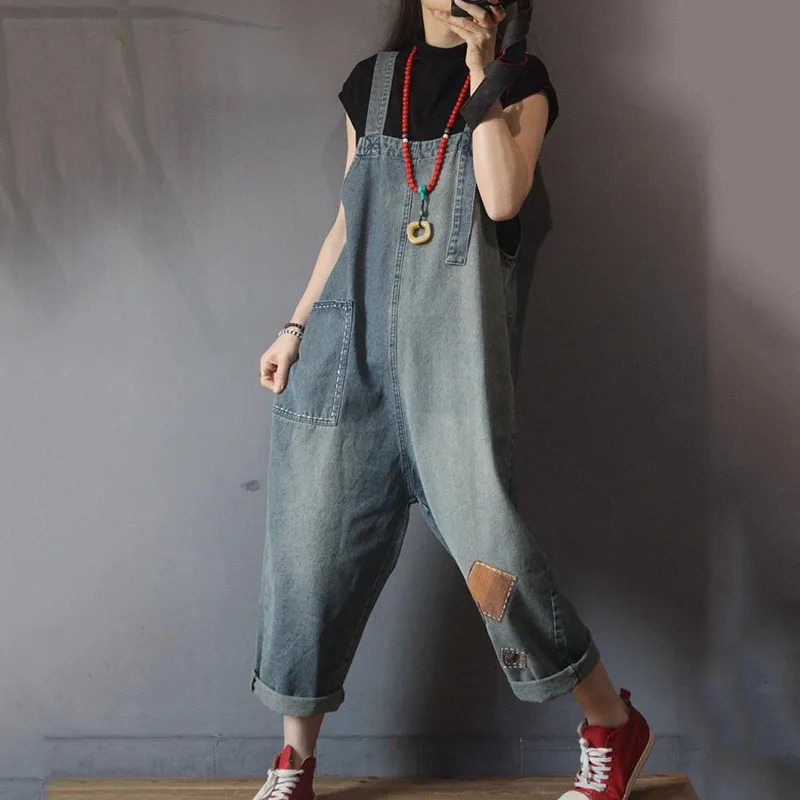 Womens Casual Denim Straps Jumpsuit Loose Oversized Women Rompers Jeans Overalls Vintage Female Nine Cents Suspenders Spri 241230
