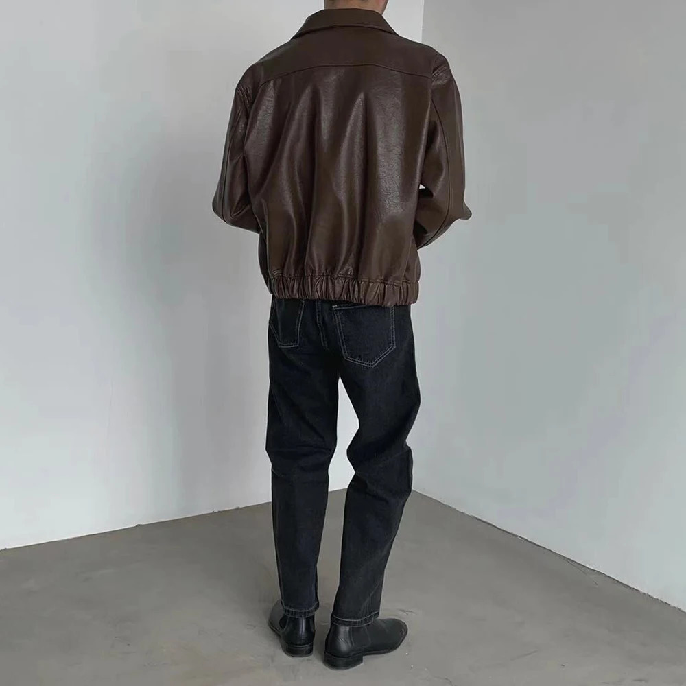 Mens Autumn And Winter Retro Leather Casual Loose Short Leather Jacket MenS Handsome And Elegant British Jacket Tops 250103