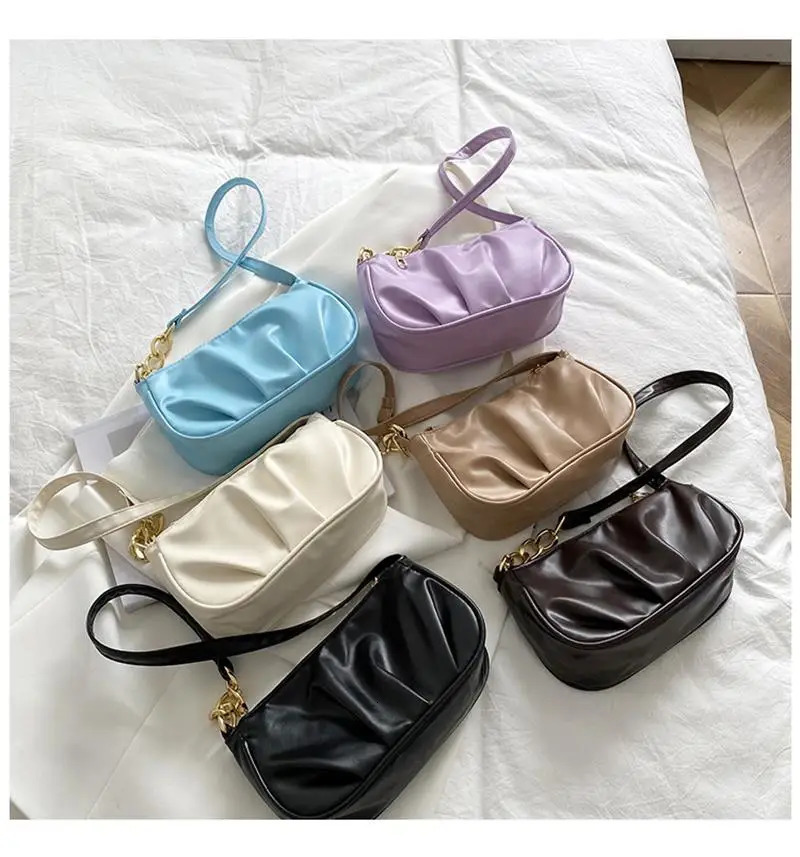 Classic n Underarm Bag Shoulder Solid Color Handbag Leisure Ladies Crescent Retro Dumpling Bags 241226Z