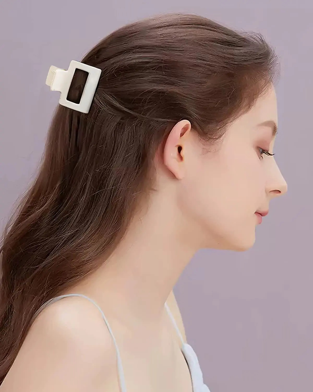 Hair clip suitable for women and girls 2 inches rectangular matte color cute strong retention anti slip H 20 pieces 250102
