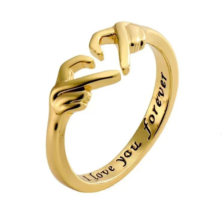 Simple Fashion Love Gesture Gold Silver Ring Men Women Heart Shaped Opening Adjustable Ring Couple Gift 250103