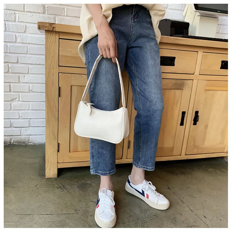 Retro Soft PU Leather Women Shoulder Underarm Bags Casual Solid Color Small TopHandle Handbags Ladies Fashion 241226