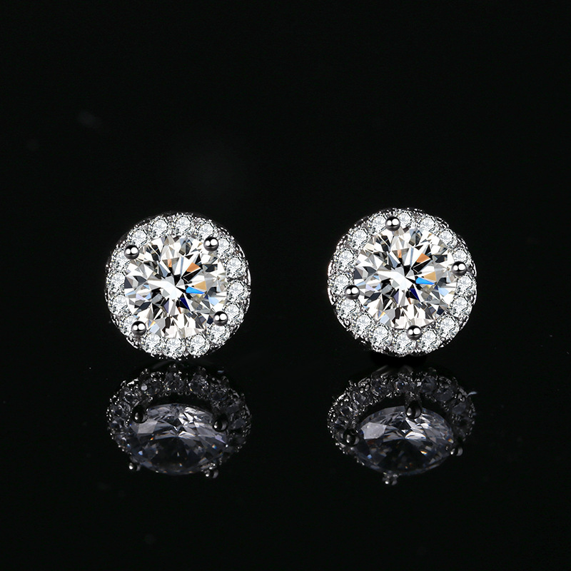 Choucong Ins Top Sell Stud Earrings Elegant Luxury Jewelry 925 Sterling Silver Round Cut White Lab Moissanite Diamond Party Lady Women Wedding Earring
