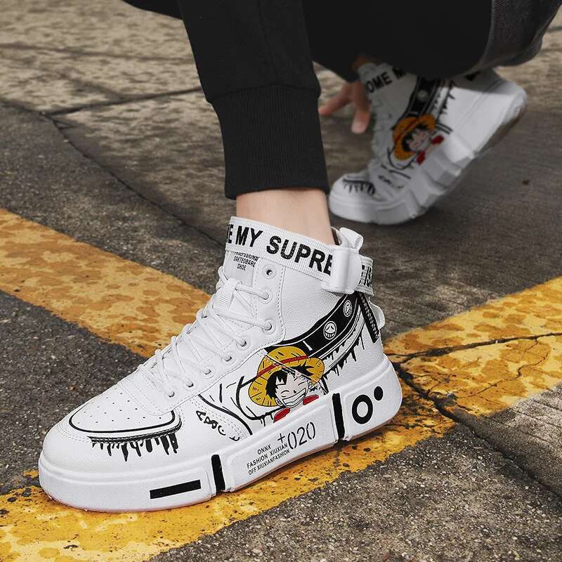 New animation One Piece Luffy autumn and winter high top students leisure sports breath able non-slip shoes gift