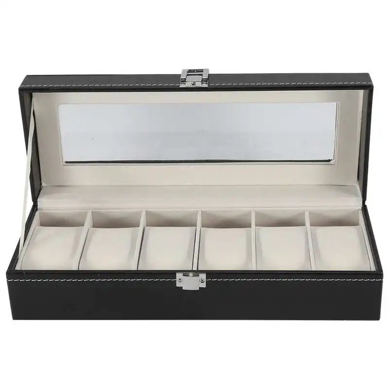 1Pc premium 6-slot PU leather box used for watch and jewelry display storage organization and watch storage box 250102
