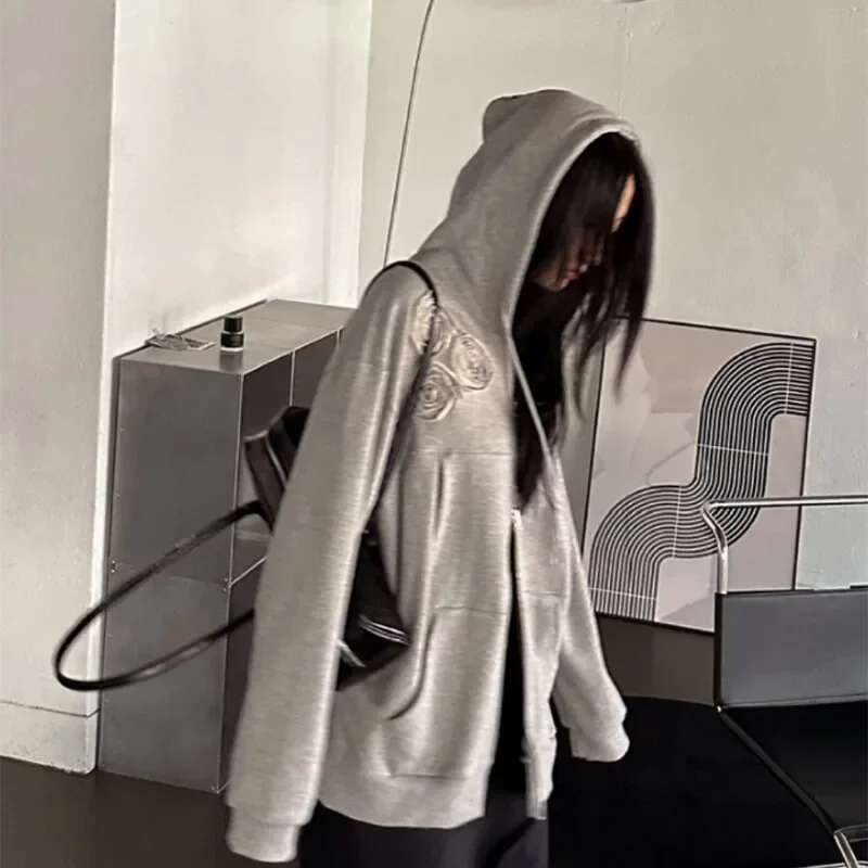 Matakawa Y2k 3D Wers Hoodies Women Tops Spring Autumn Zipper Vintage Sweatshirts Korean Fashion Streetwear Sudaderas