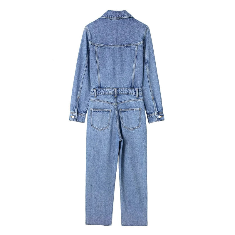 Streetwear Jeans Jumpsuits Fall Clothes Women Full Sleeve Long Pants Denim Rompers Playsuits One Pieces Set Overalls Outfit 241230