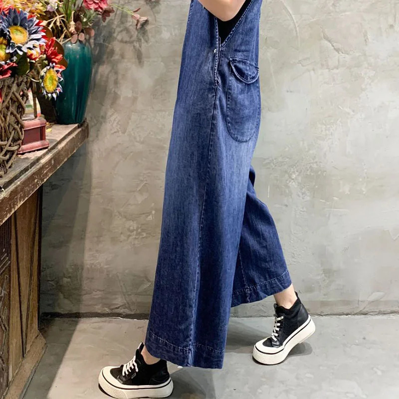 Oversized Women Denim Jumpsuit Summer Streetwear Suspenders High Waist Straight Wide Leg Jeans Female Casual Trouser Rompers 241230