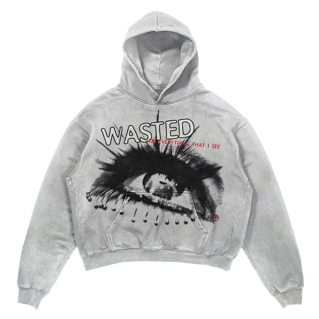 Distressed Silhouette Long-Sleeved Printed Slogan Loose Hooded Sweatshirt For Men And Women Autumn Couple Hoodies