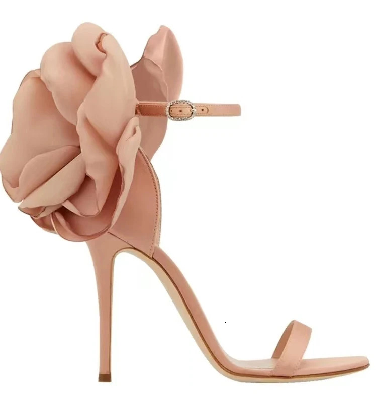 Wer High Heels 2024 New European And American Silk Round Open Toe Slim Heel One E Banquet Sandals For Women