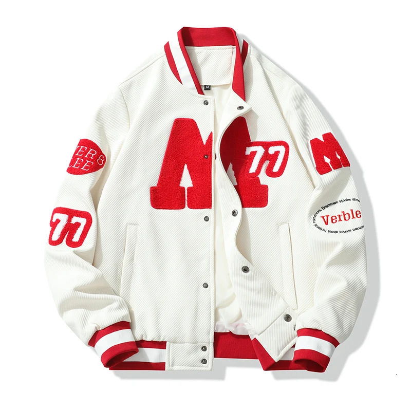 RH7730 Autumnwinter color matching jacket Mens baseball suit Hipster Hong Kong-style American teen jacket Plankton hand 250103