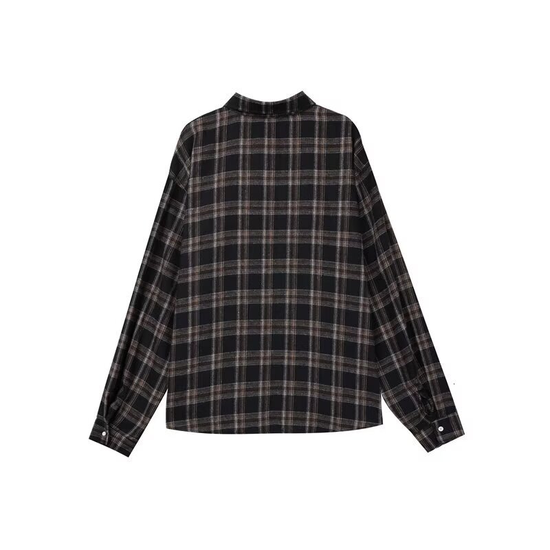 Mens checkered shirt for spring and autumn casual and versatile long sleeved for teenagers loose and trendy business shirt for men