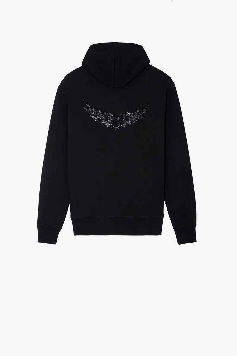 Dias Letter Peace Love Wing Zipper Hooded Jacket For Women Long Sleeve Spring Autumn Fashion Black Veet Hoodie Sweatshirt