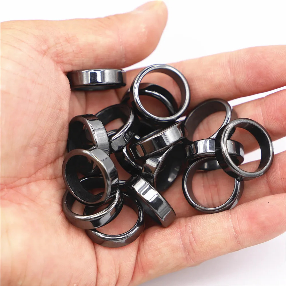 10pcs/ Lot 6mm Unisex Hematite Rings Colorful Gallstone Couple Rainbow Non-magnetic Relieve Anxiety Jewelry Gift Size 16-23 250103