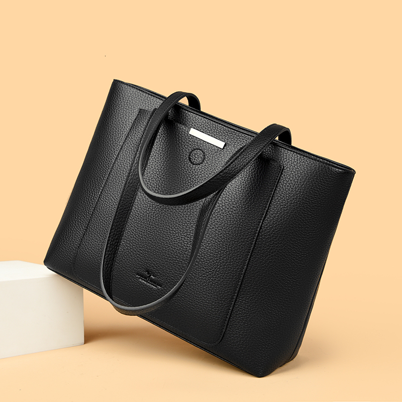 New High Quality Fashion Soft Leather Women's Bucket Bag Trendy Women Handbag Large Capacity Female Shopping Bags Wallet