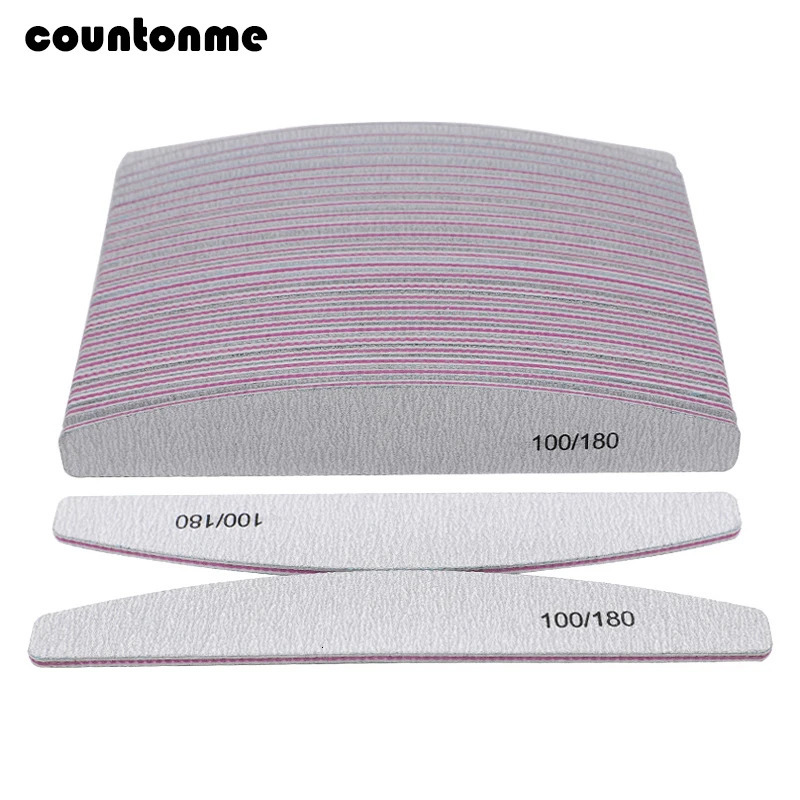 10Pcs 100180 Nail File sanding polishing Buffer Block UV Gel Polisher Manicure Pedicure Tools Care Grey Boat 241230