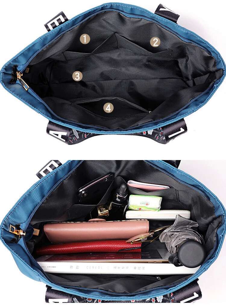2025 New Embroidered Women's Handbag Nylon Waterproof Casual Handbag Shopping Bag Large Capacity Women's Shoulder Bag