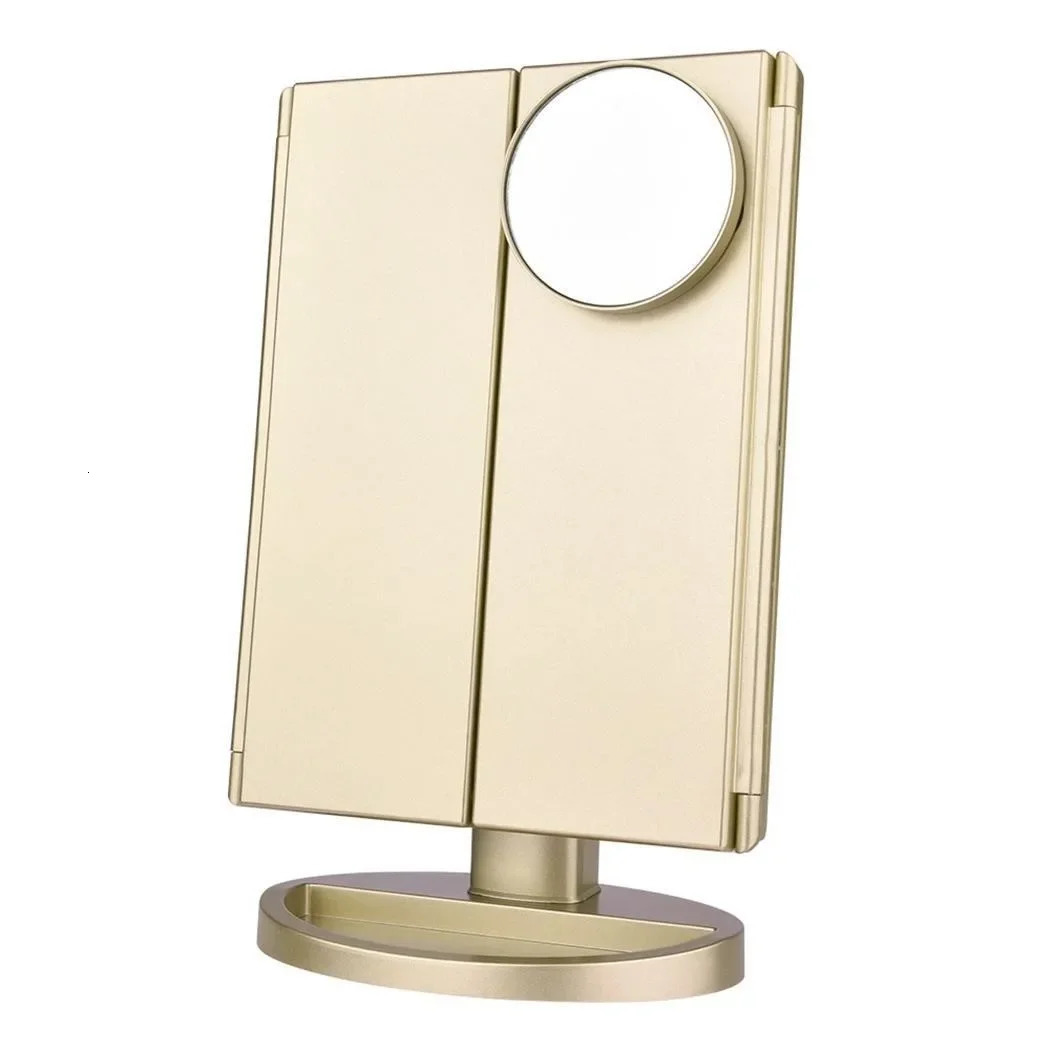 Led Vanity Mirror with Light Portable 10X Magnifying Desktop Three Side Folding Vanity Mirror 250103