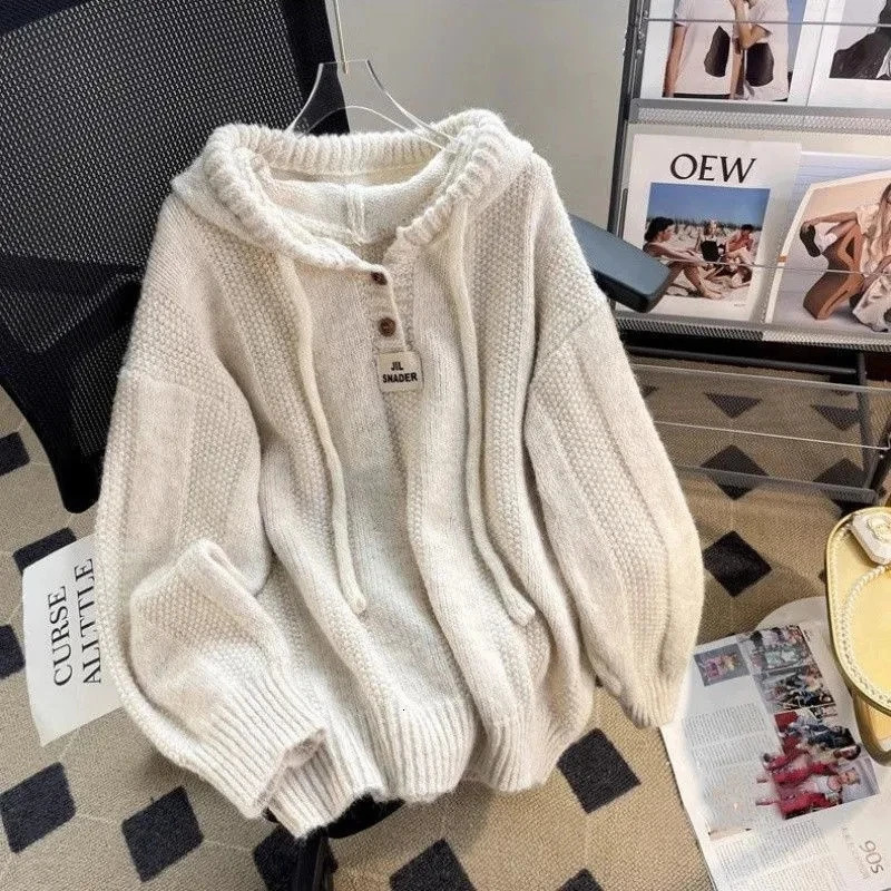 Womens Knitting Pullover Sweater 2024 AutumnWinter Temperament Femme Bottoming Tops Fashion Thickening Loose Ladies Jumper 241227