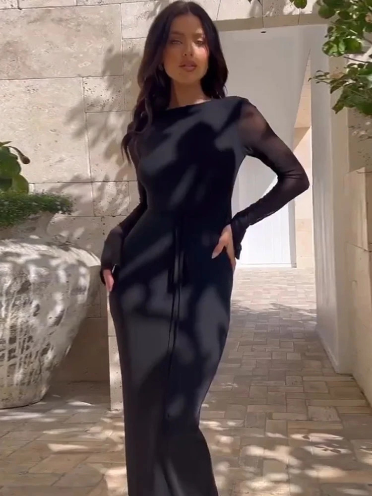 Avrilyaan Black deep v backless Sexy Dresses For Women 2023 Robes Elegant Party Evening Dress Bodycon Long Autumn Vestidos 250103