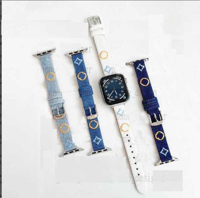 Smart Straps designer Designers Embroidered Cowboy Watchbands for iWatch S10 Brown Flower 38mm 40mm 41mm 42MM 44MM 45mm 49mm iwatch 3 4 5 6 7 8 9 Se Ultra Bracelet 1pc 8TL