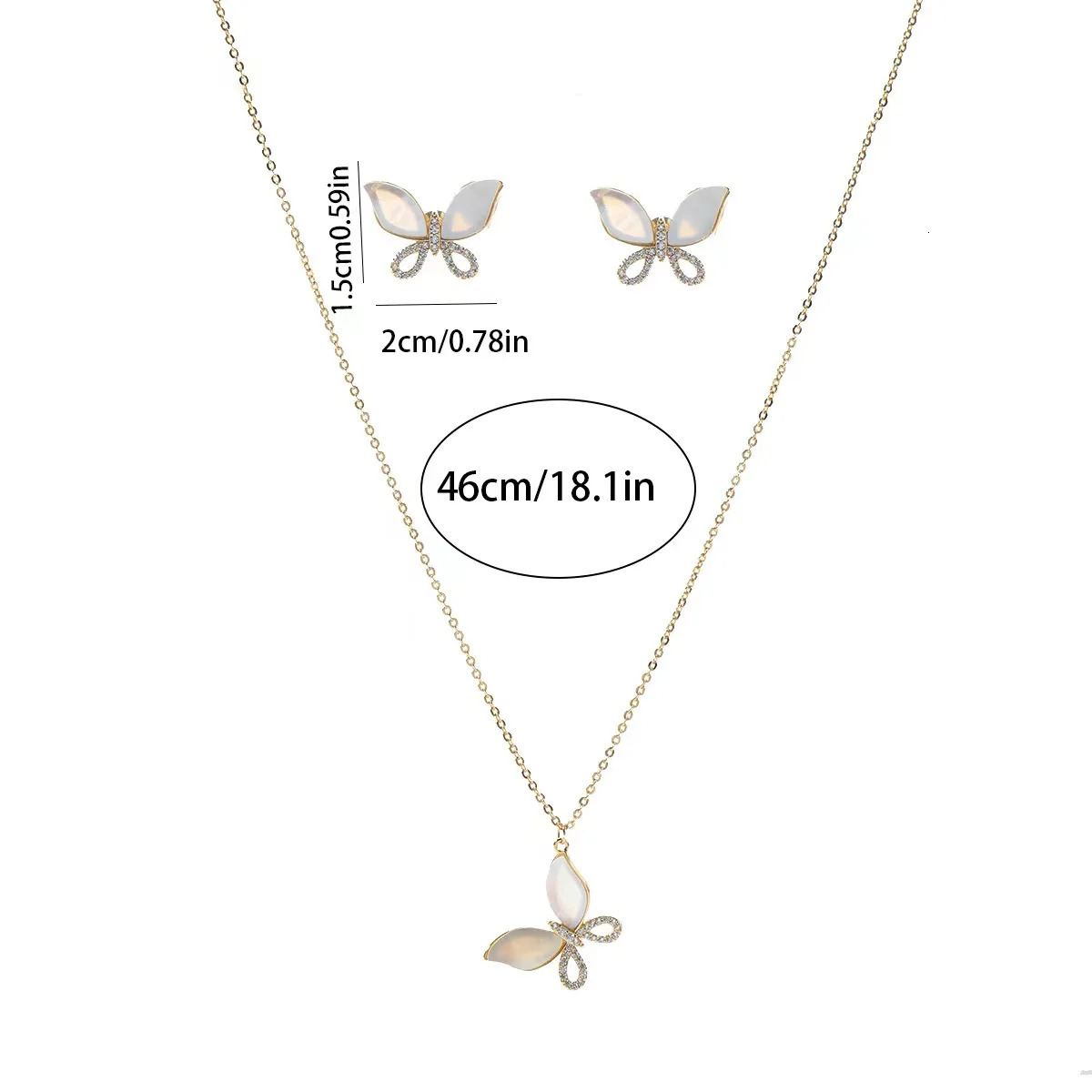 Advanced Fresh Shell Pearl Butterfly Necklace Earnail Jewelry Set with Classic and Small Crowd High end Gift 250102