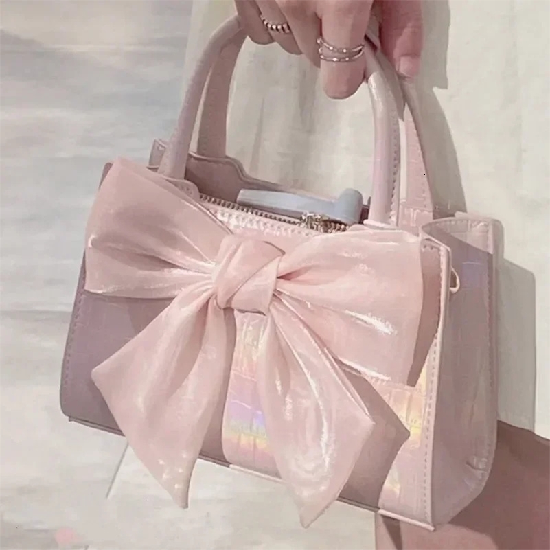 Fashion Womens Clutch Purse Handbags Summer Pink Bowknot Female Underarm Bags Sweet Girls Small Square Shoulder Messenger Bag 250103ww12