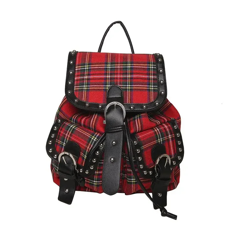 BOMO Plaid Print Womens Backpack Sweet High Capacity Backpacks for Ladies Gothic College Style Back To School Female Bag 250102