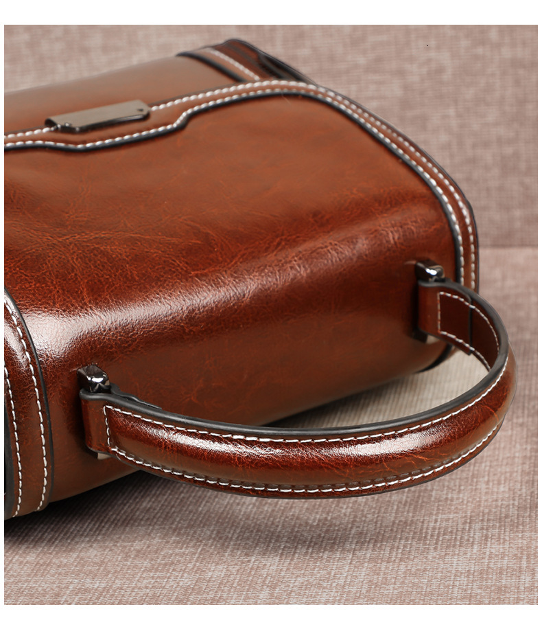 Oil Wax Cowhide Leather Women's Handbag 2024 New Crossbody Lady Commuter Summer Bag Handbill Shoulder Messenger Bags