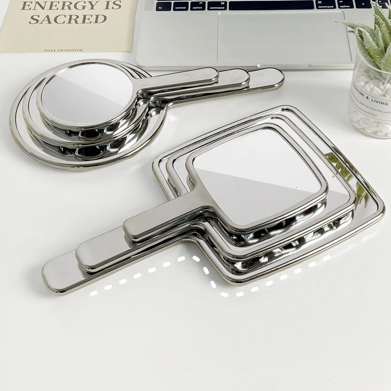 Ins Liquid Shape Square Mirror Mini Hand-Held Desktop Cosmetic Makeup Mirror Travel Metallic Portable Beauty Mirror For Handbag 250103