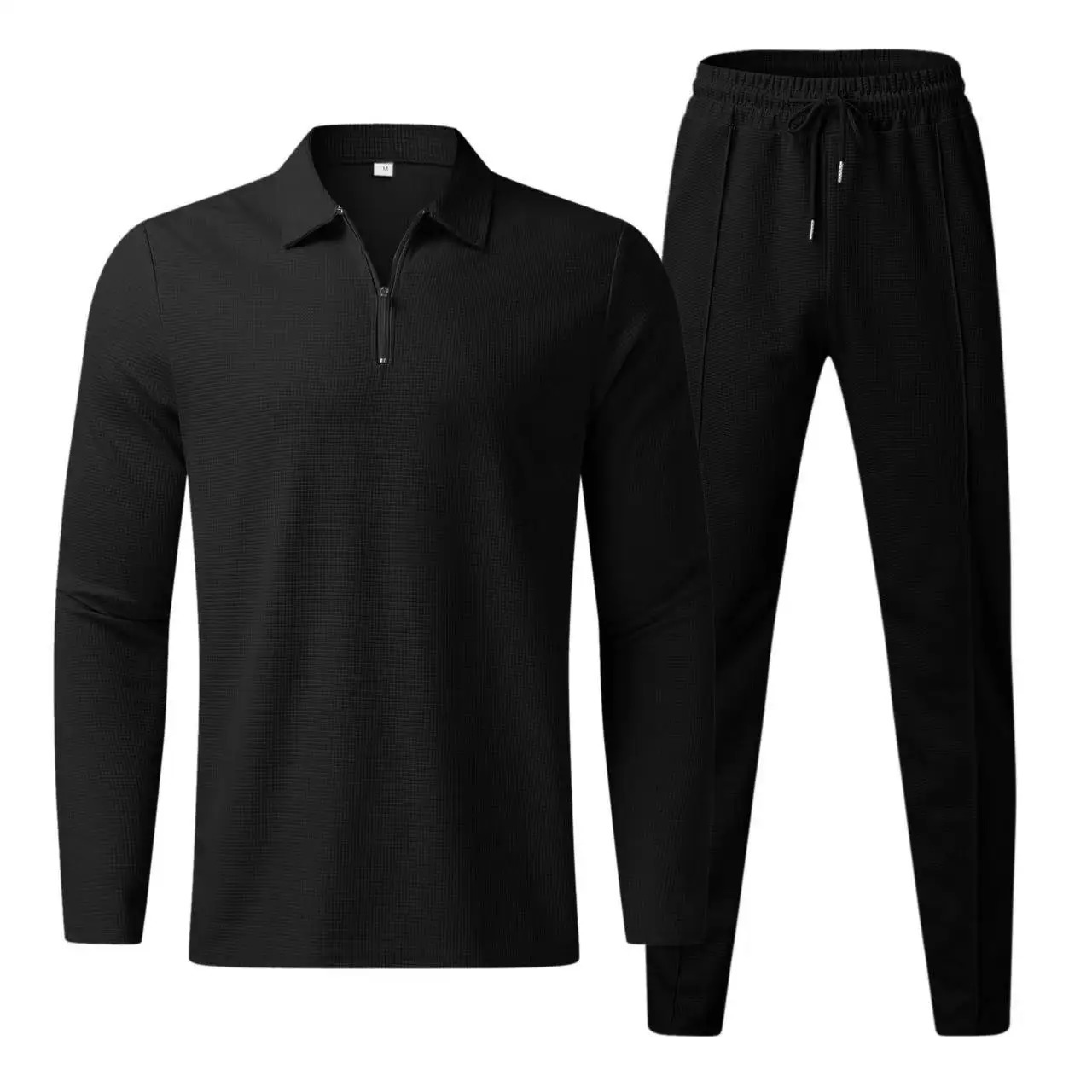 2024 Fashion Boutique Mens Polo Shirt set Spring And Summer Casual Clothing Comfortable Polo Collar Long Sleeve Pants 2 Sets 250102