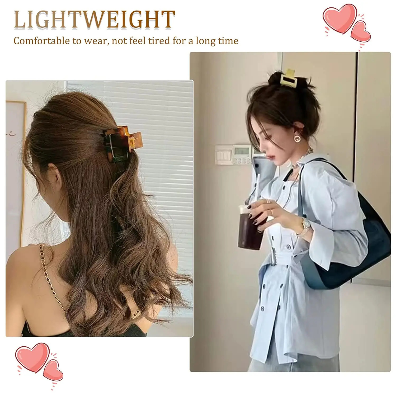 Hair clip suitable for women and girls 2 inches rectangular matte color cute strong retention anti slip H 20 pieces 250102