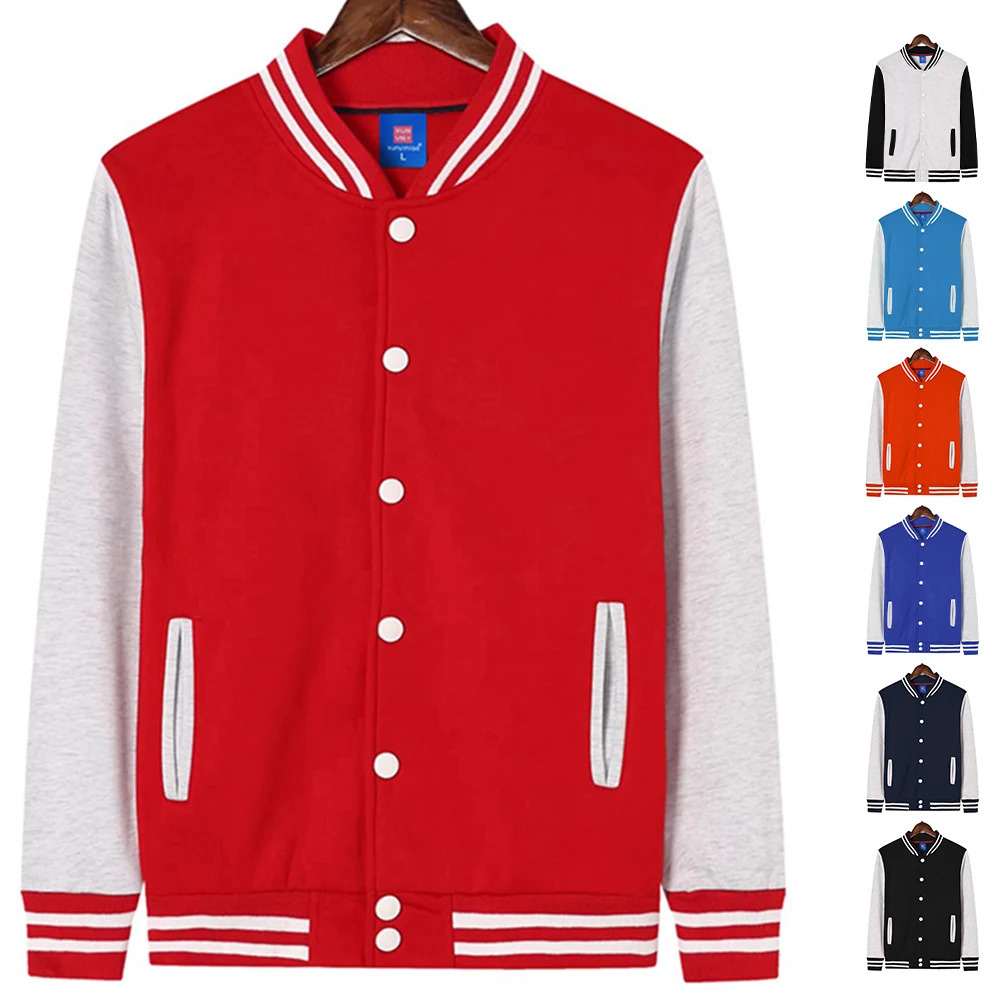 Blank Fleece Casual College Baseball Jacket Men Fashion Coats Autumn Warm Stylish Varsity Jacket For Man Chamarras Para Hombre 250103